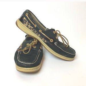 Sperry’s black cheetah print loafers